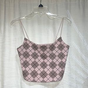Aeropostale (Worn Once) Pink Checkered Crop Top S Cami Soft